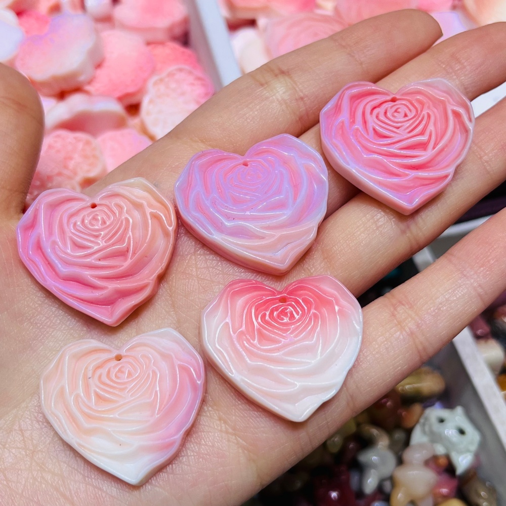 Queen Art Craft - 2PCS 천연 퀸 쉘 스톤 하트