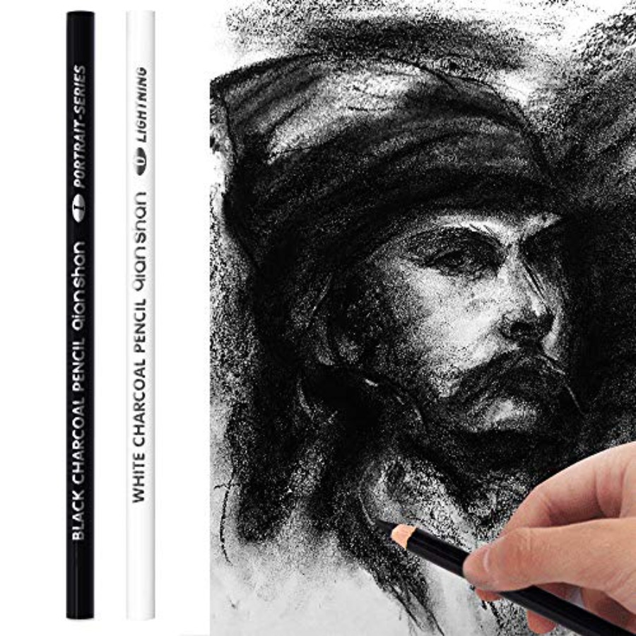 Colored Pencil Professional - 2개입 흑백 색상 숯 연필, 전문가용