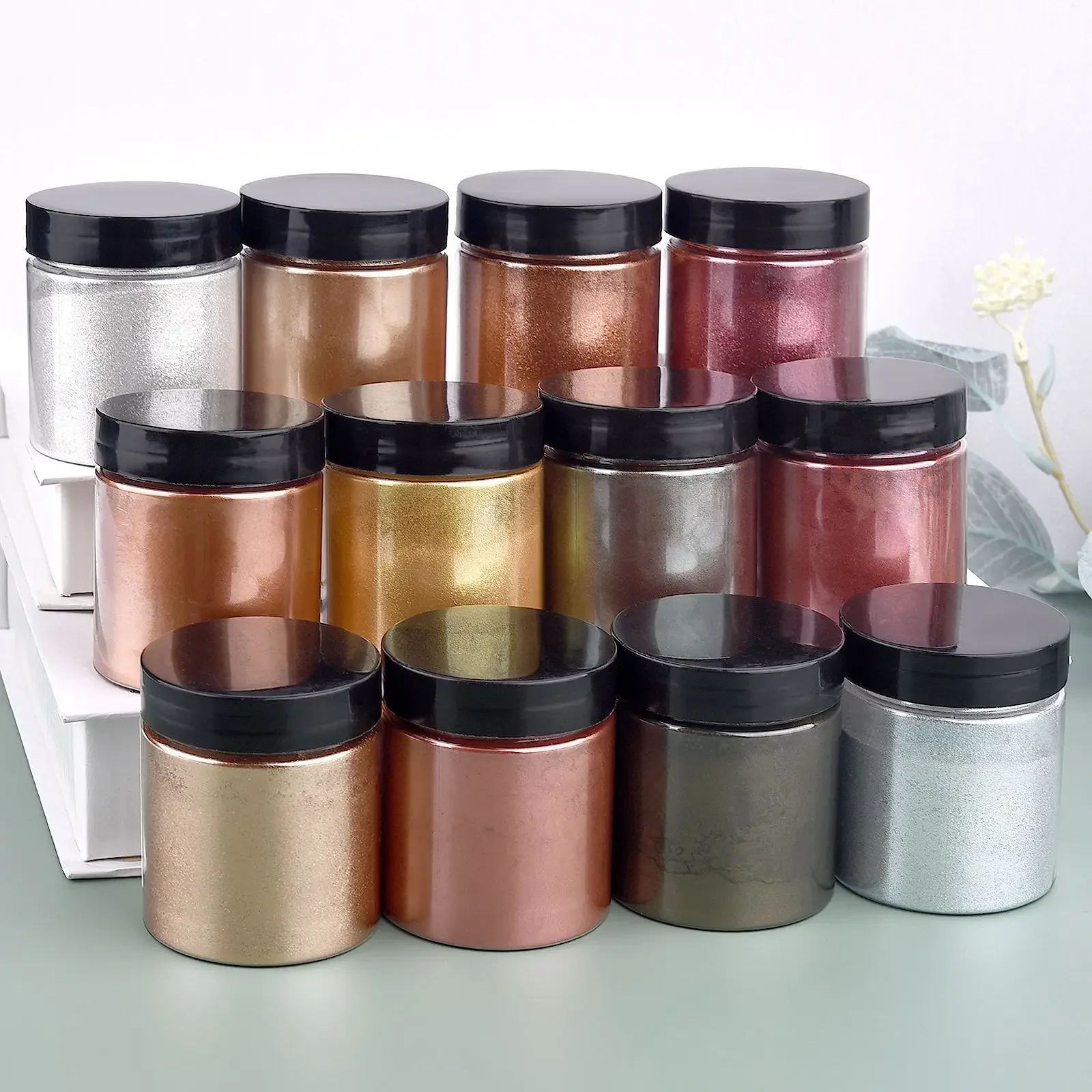 50g/병 메탈릭 글리터 파우더 금색 은색 색소 진주  - Resin Pigment Powder 리뷰 및 가격