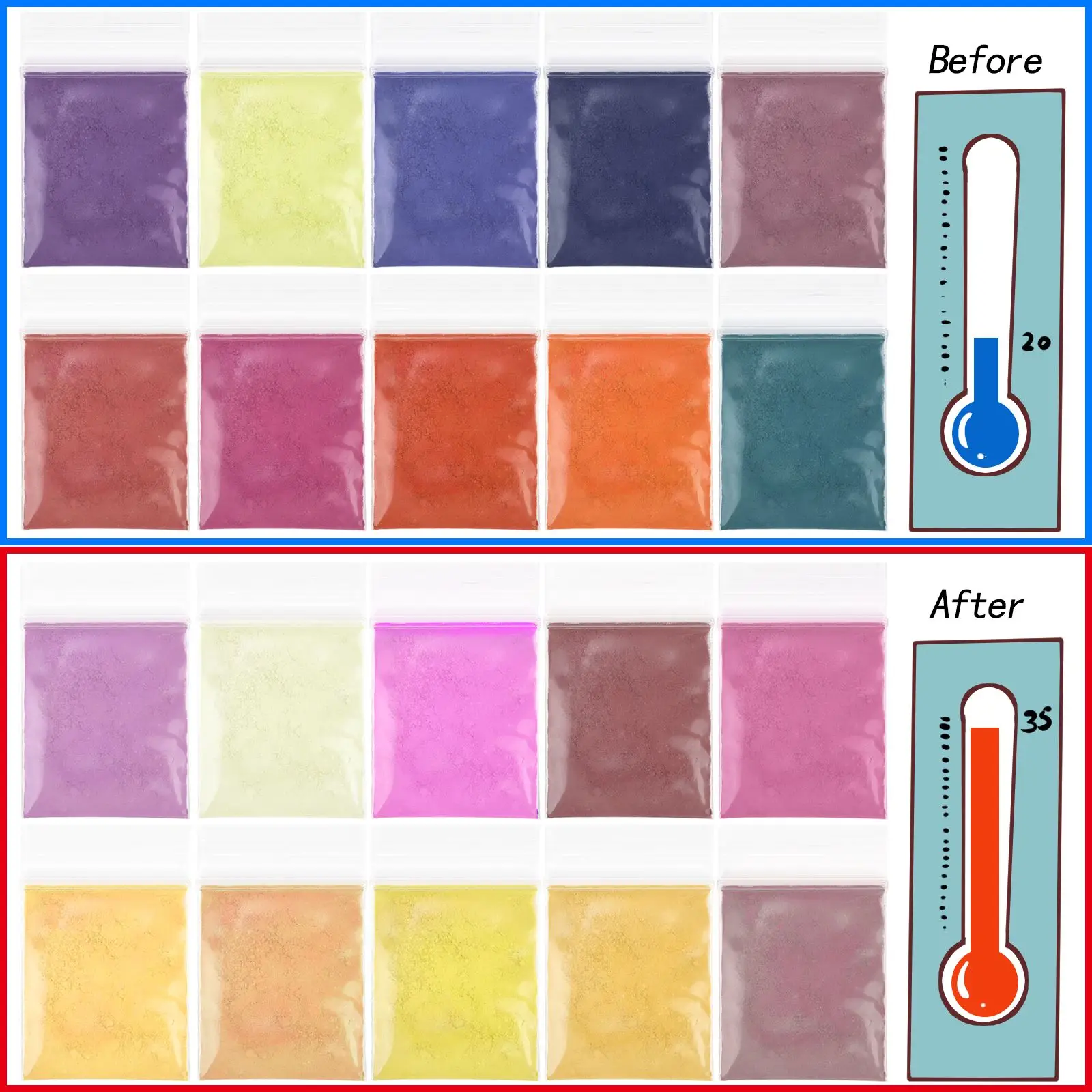 10가지 색상 온도 변화 파우더 DIY 에폭시 레진 공 - Resin Pigment Powder 리뷰 및 가격