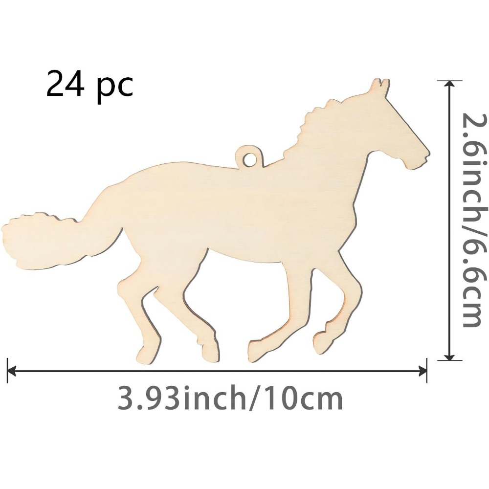 24개의 미완성 말 모양 나무 조각, DIY 페인팅 공 - Art Craft Horse 리뷰 및 가격