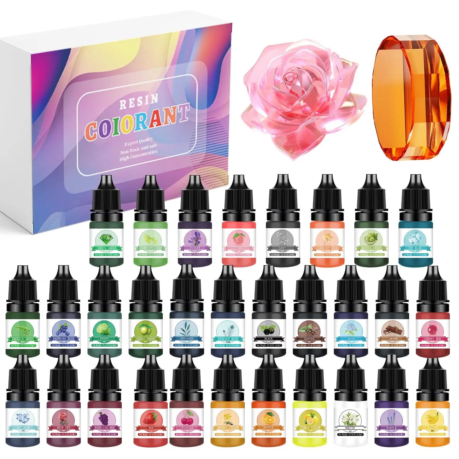 30색상 5ml 에폭시 레진 색소 키트 액체 착색제 염 - Resin Pigment Powder 리뷰 및 가격