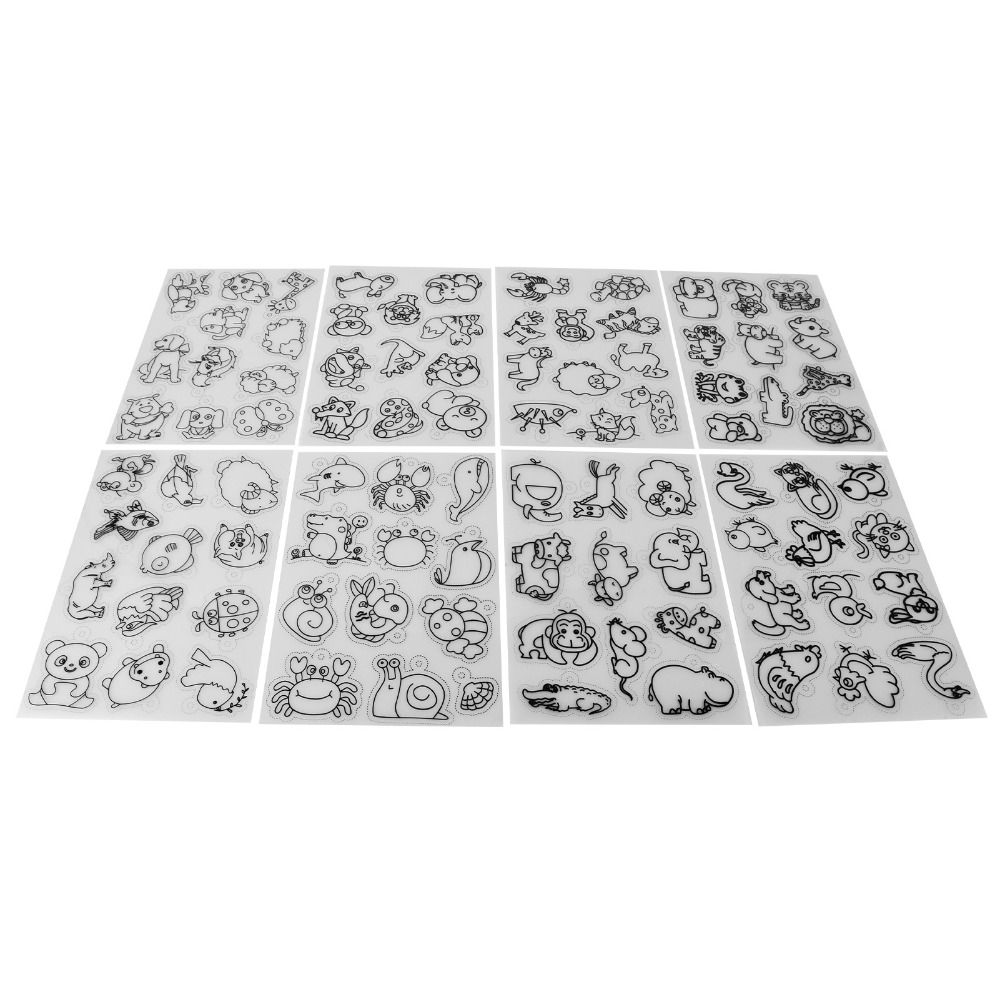 8 PCS 귀여운 동물 열 수축 시트 흰색 다양한 패턴 - Craft And Art Difference 리뷰 및 가격