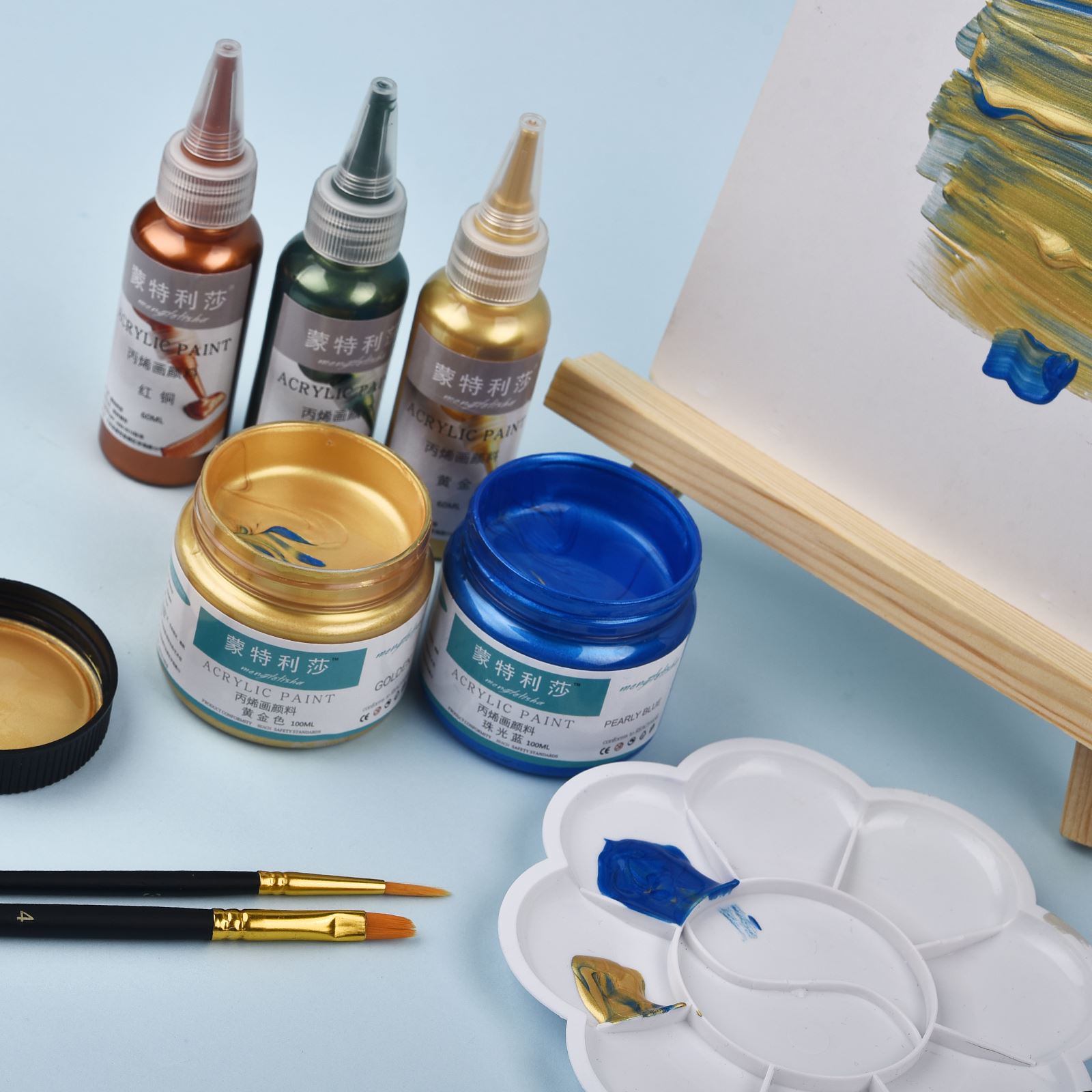 7 가지 색상 60ml/병 금속 진주 빛 아크릴 페인트 - Resin Pigment Powder 리뷰 및 가격