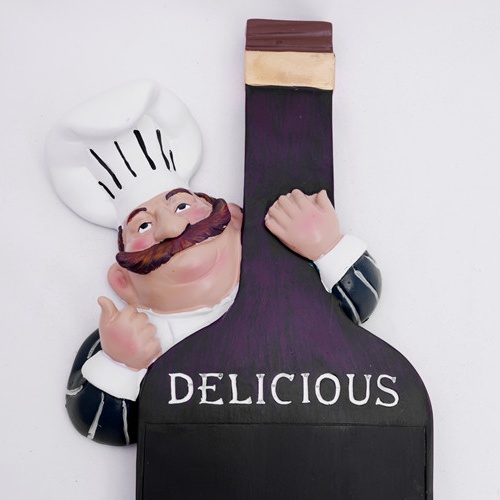 셰프와 물고기 피규어 메시지 보드, 레진 요리사와 와인 - Art Craft Bakery 리뷰 및 가격