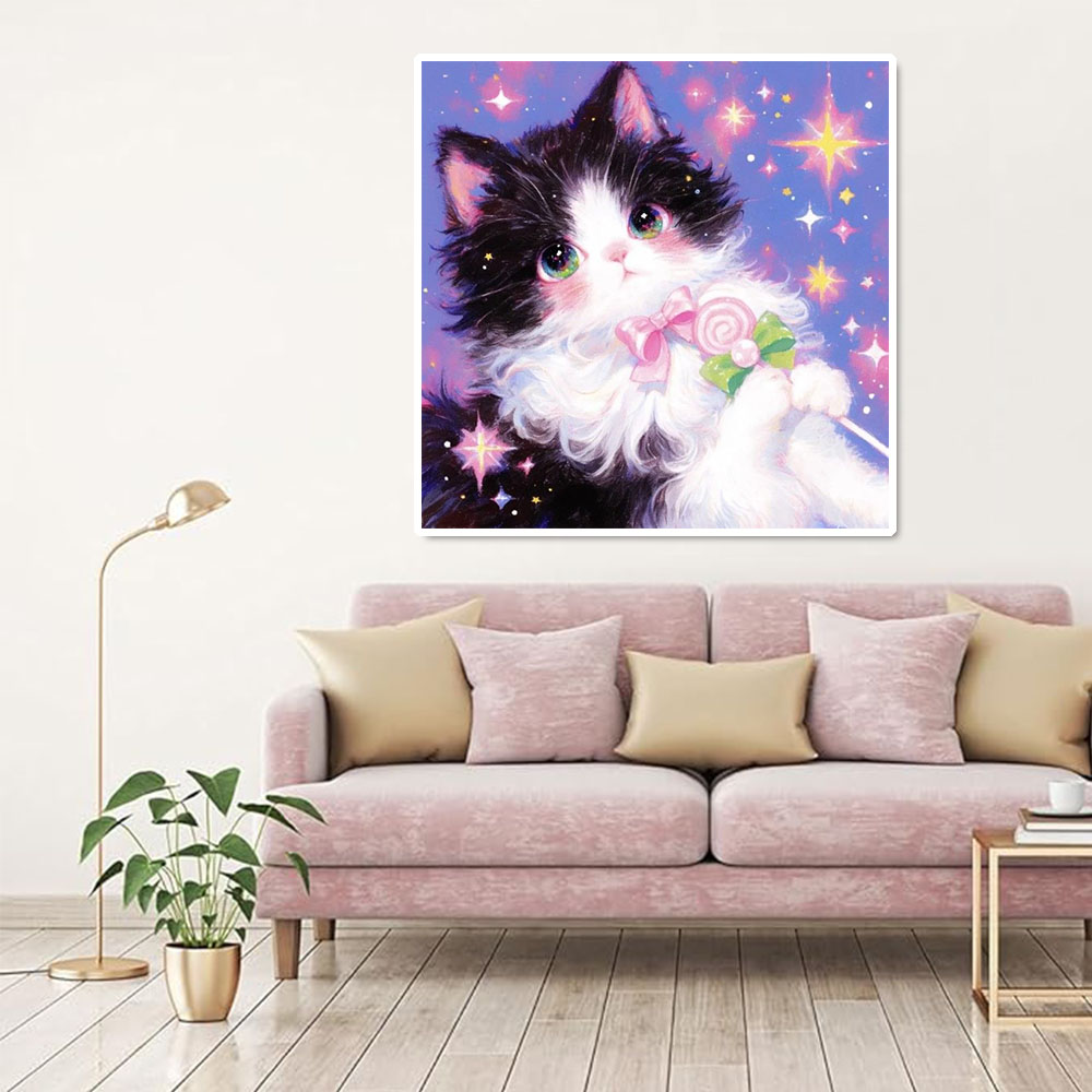 AB 다이아몬드 페인팅 귀여운 고양이 풀 스퀘어 라운드 - Wallpaper Art And Craft 리뷰 및 가격