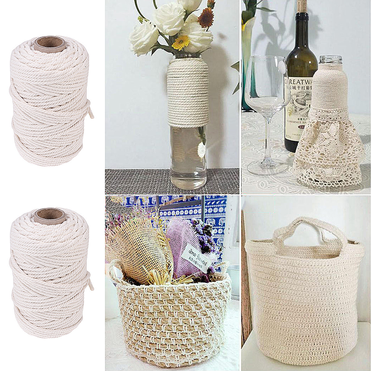 100M 천연 면로프 5mm 무표백 면끈 수공예 마크라 - Macrame Cord Cotton 리뷰 및 가격