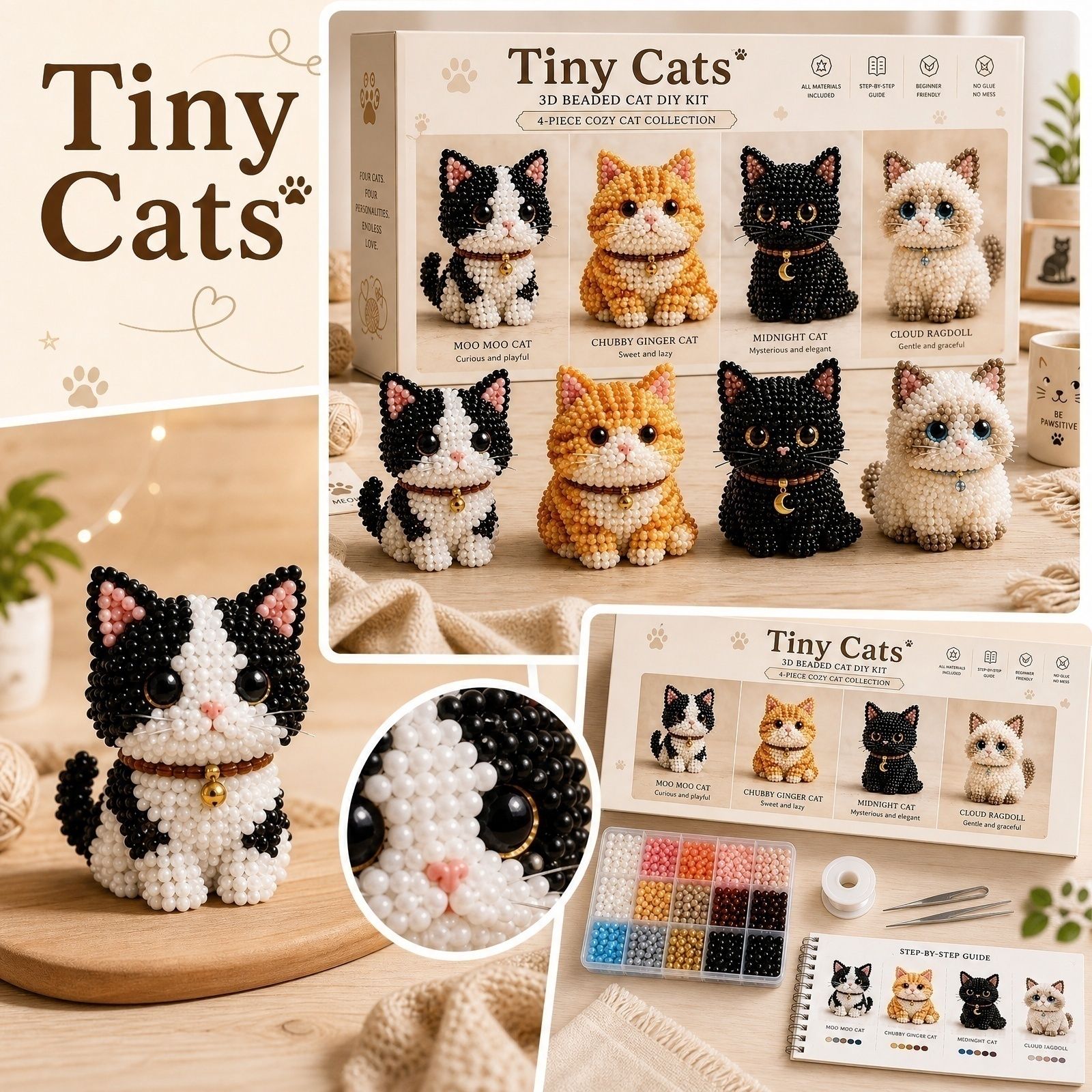 작은 구슬 3D 비즈 동물 키트 귀여운 디자인 동물 모 - Art Craft Event 리뷰 및 가격